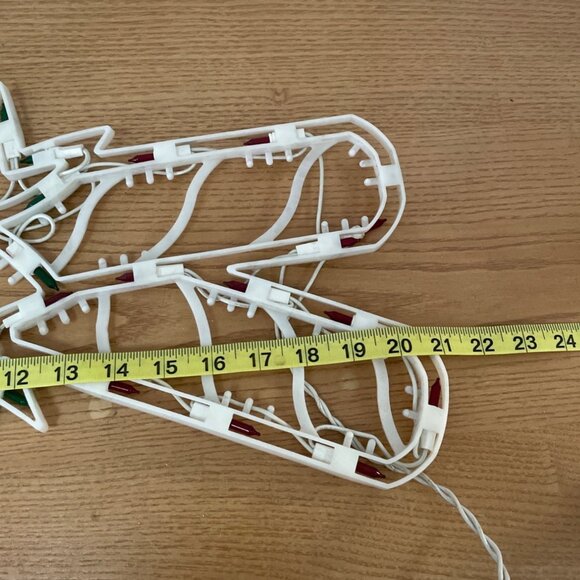 Vtg Lighted Double Candy Cane Sculpture Silhouette w Bow Indoor Outdoor 20 inch - Picture 7 of 8